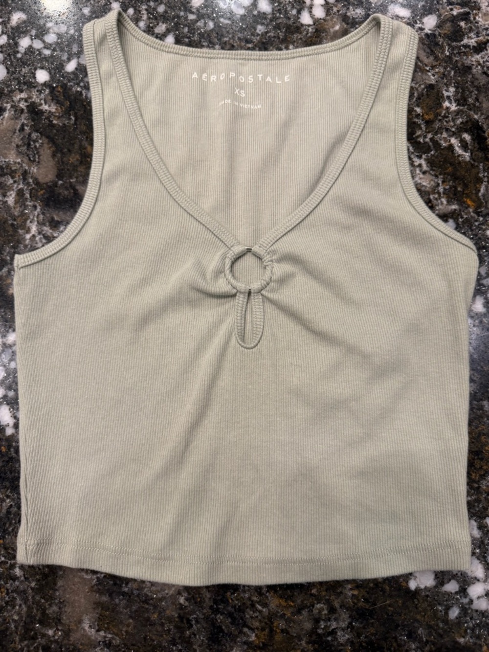 Aeropostale Sage Green Ribbed Tank with Front Ring Detail